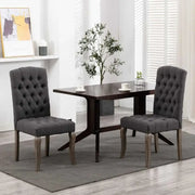 Eetkamerstoelen met knopontwerp in linnen-look stof levering bevat - Eetkamerstoelen