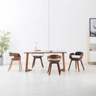 Eetkamerstoelen met kunstleren bekleding en walnoothouten frame - Donkergrijs / 4 - Eetkamerstoelen
