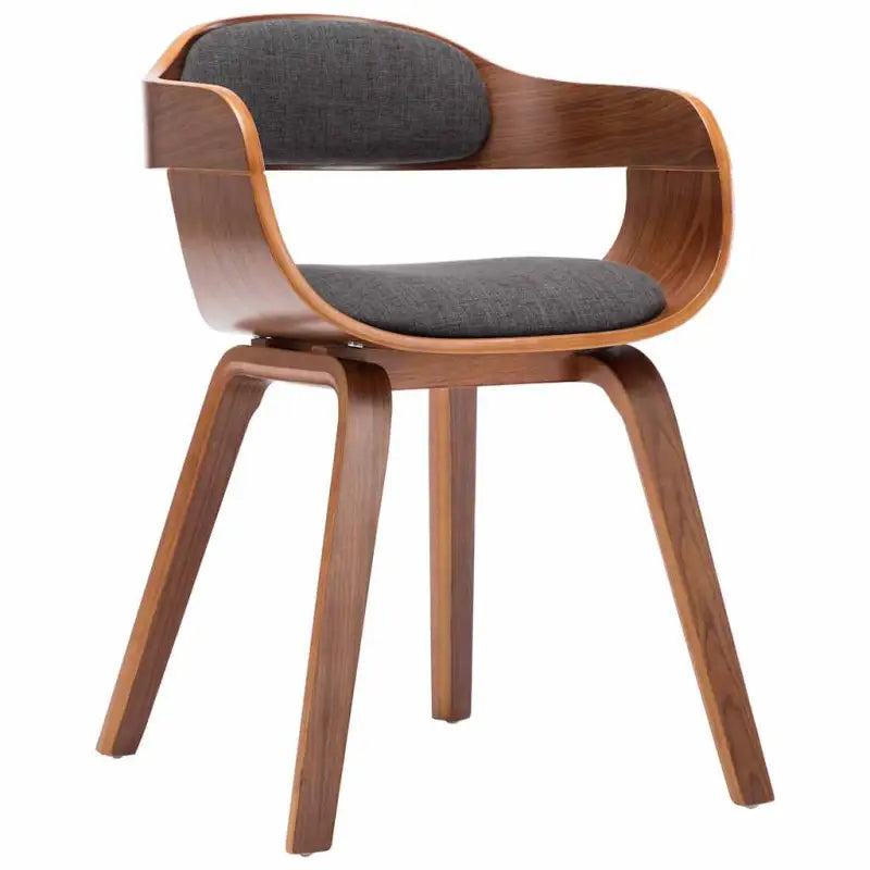 Eetkamerstoelen met kunstleren bekleding en walnoothouten frame - Donkergrijs en bruin / 1 - Eetkamerstoelen