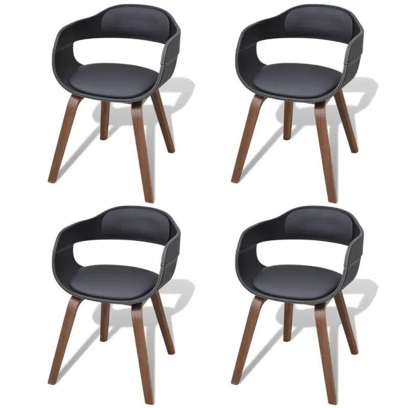 Eetkamerstoelen met kunstleren bekleding en walnoothouten frame - Eetkamerstoelen
