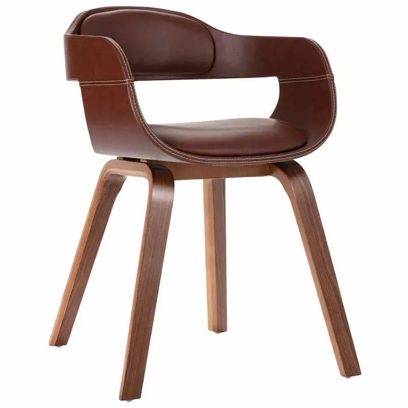 Eetkamerstoelen met kunstleren bekleding en walnoothouten frame - Bruin / 1 - Eetkamerstoelen