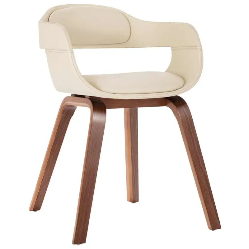 Eetkamerstoelen met kunstleren bekleding en walnoothouten frame - Wit / 1 - Eetkamerstoelen