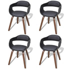 Eetkamerstoelen met kunstleren bekleding en walnoothouten frame - Zwart / 4 - Eetkamerstoelen