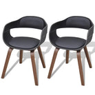 Eetkamerstoelen met kunstleren bekleding en walnoothouten frame - Zwart / 2 - Eetkamerstoelen