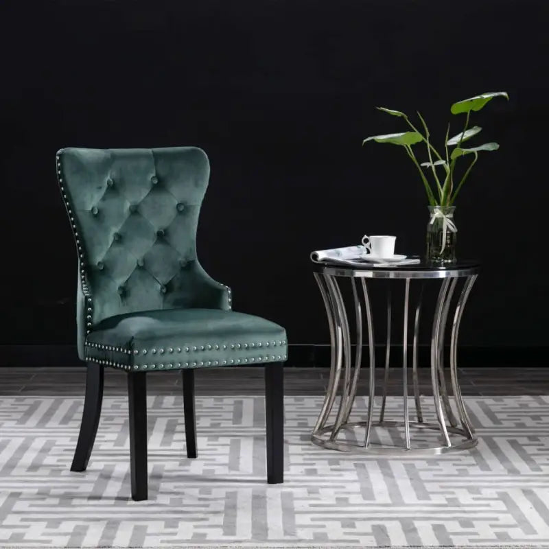 Eetkamerstoelen met massief rubberwood en zachte fluwelen bekleding - Eetkamerstoelen