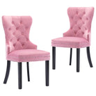 Eetkamerstoelen met massief rubberwood en zachte fluwelen bekleding - Roze / 2 - Eetkamerstoelen