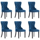 Eetkamerstoelen met massief rubberwood en zachte fluwelen bekleding - Blauw / 6 - Eetkamerstoelen