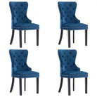 Eetkamerstoelen met massief rubberwood en zachte fluwelen bekleding - Blauw / 4 - Eetkamerstoelen