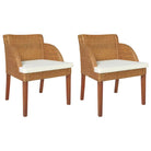 Eetkamerstoelen met natuurlijk rattan en massief mangohout voor een elegant ontwerp - Bruin / 2 - Eetkamerstoelen
