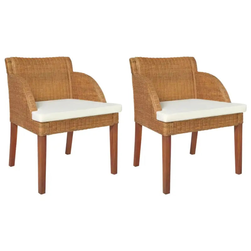 Eetkamerstoelen met natuurlijk rattan en massief mangohout voor een elegant ontwerp - Bruin / 2 - Eetkamerstoelen