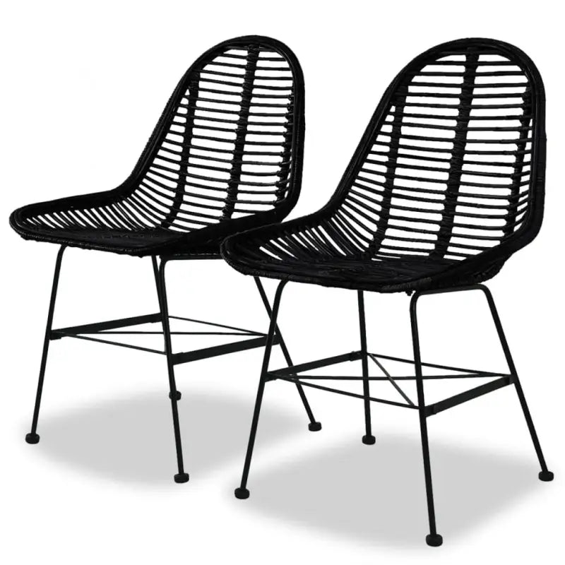 Eetkamerstoelen met natuurlijke rattan en smeedijzeren poten levering bevat - Eetkamerstoelen