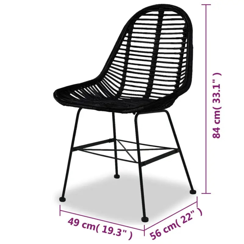 Eetkamerstoelen met natuurlijke rattan en smeedijzeren poten levering bevat - Eetkamerstoelen