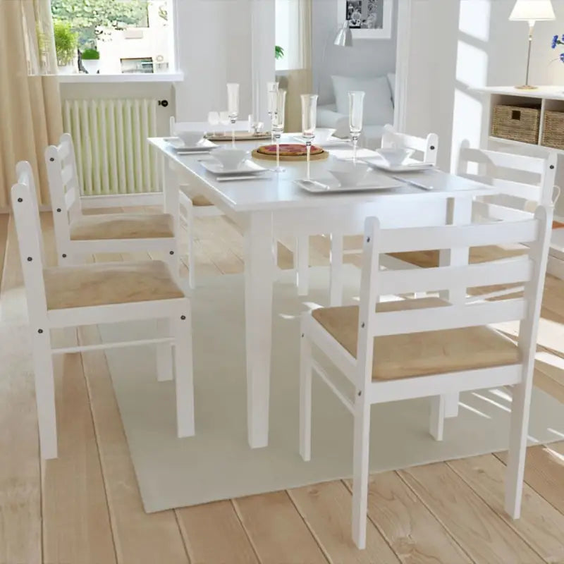 Eetkamerstoelen met rustieke charme van massief rubberwood levering bevat - Wit / 6 - Eetkamerstoelen
