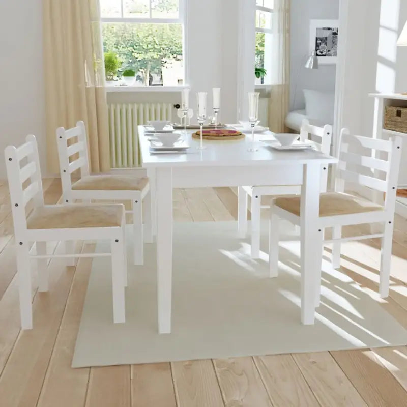 Eetkamerstoelen met rustieke charme van massief rubberwood levering bevat - Wit / 4 - Eetkamerstoelen