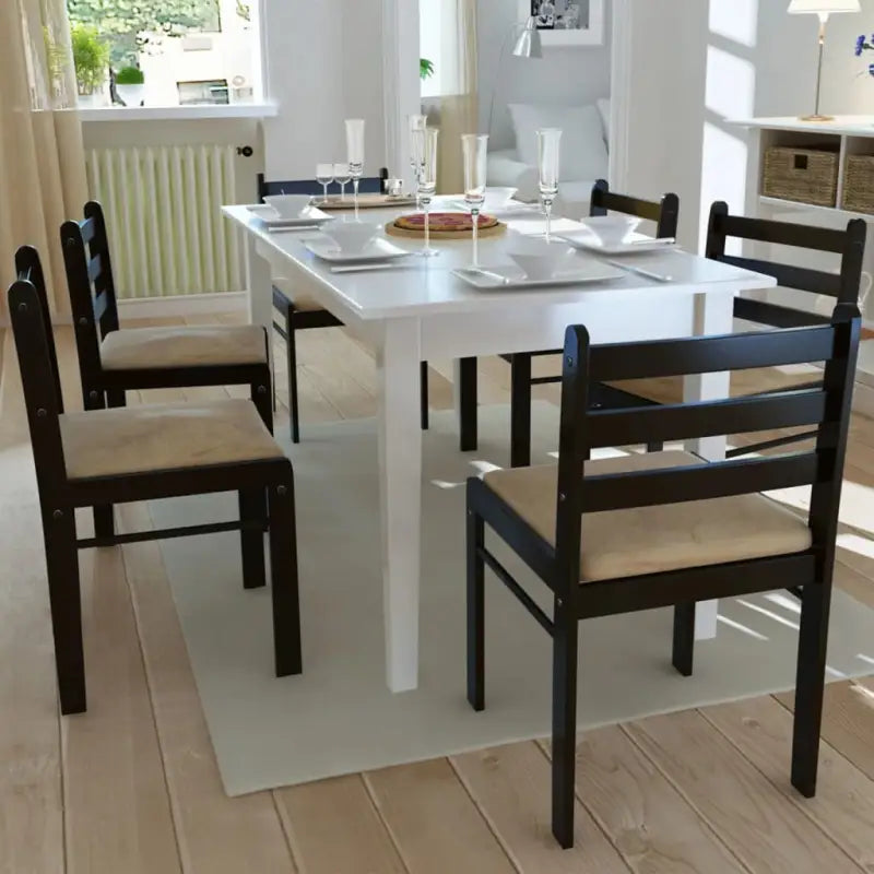 Eetkamerstoelen met rustieke charme van massief rubberwood levering bevat - Bruin / 6 - Eetkamerstoelen