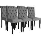 Eetkamerstoelen met stoffen bekleding en massief houten frame - Donkergrijs / 6 - Eetkamerstoelen