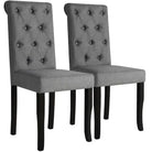 Eetkamerstoelen met stoffen bekleding en massief houten frame - Donkergrijs / 2 - Eetkamerstoelen