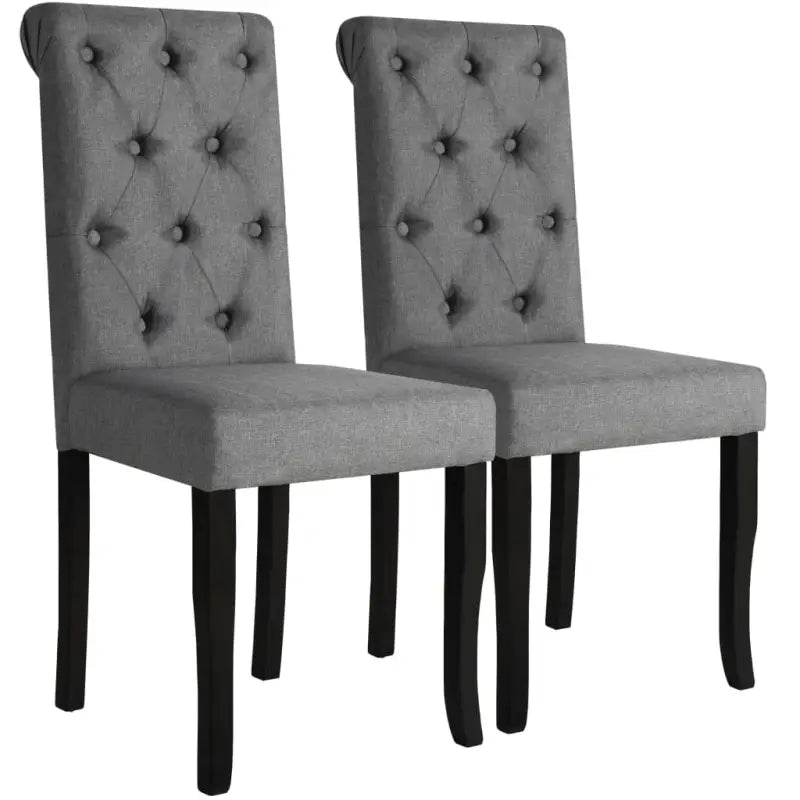 Eetkamerstoelen met stoffen bekleding en massief houten frame - Donkergrijs / 2 - Eetkamerstoelen