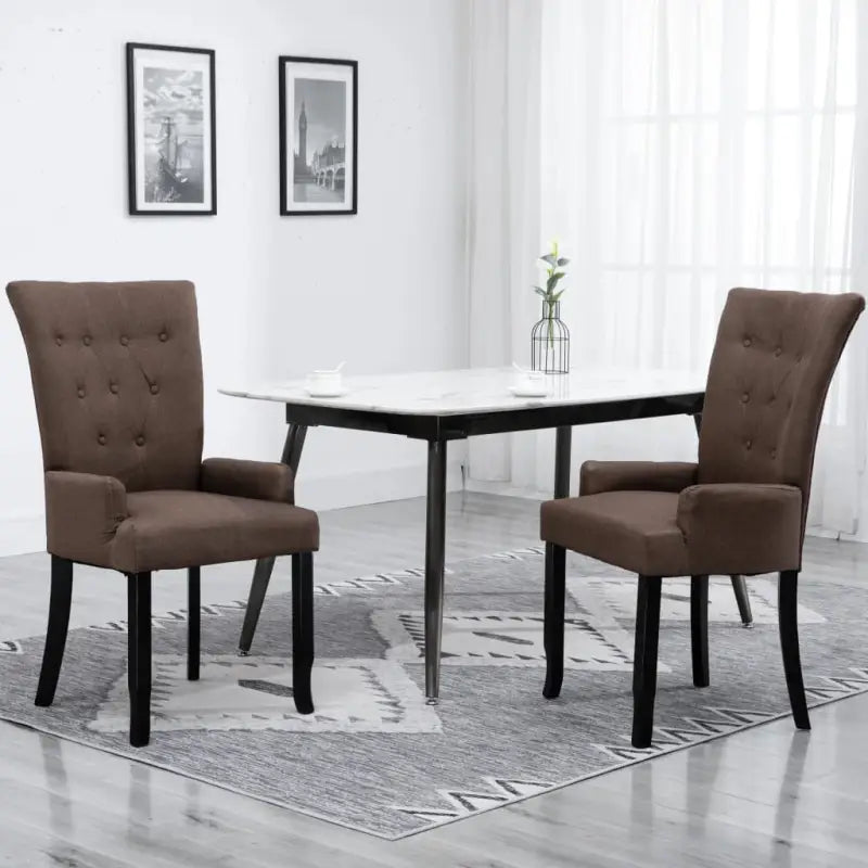 Eetkamerstoelen met zachte bekleding levering bevat een elegant design - Bruin / 2 - Eetkamerstoelen