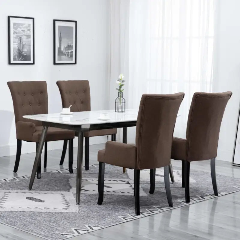 Eetkamerstoelen met zachte bekleding levering bevat een elegant design - Bruin / 4 - Eetkamerstoelen