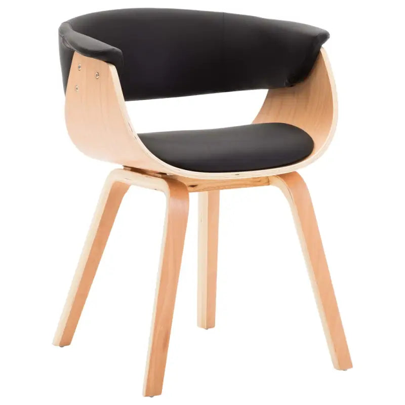Eetkamerstoelen set met gebogen hout en eenvoudig te reinigen kunstleer - Zwart en lichtbruin / 1 - Eetkamerstoelen