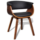 Eetkamerstoelen set met gebogen hout en eenvoudig te reinigen kunstleer - Zwart en donkerbruin / 1 - Eetkamerstoelen