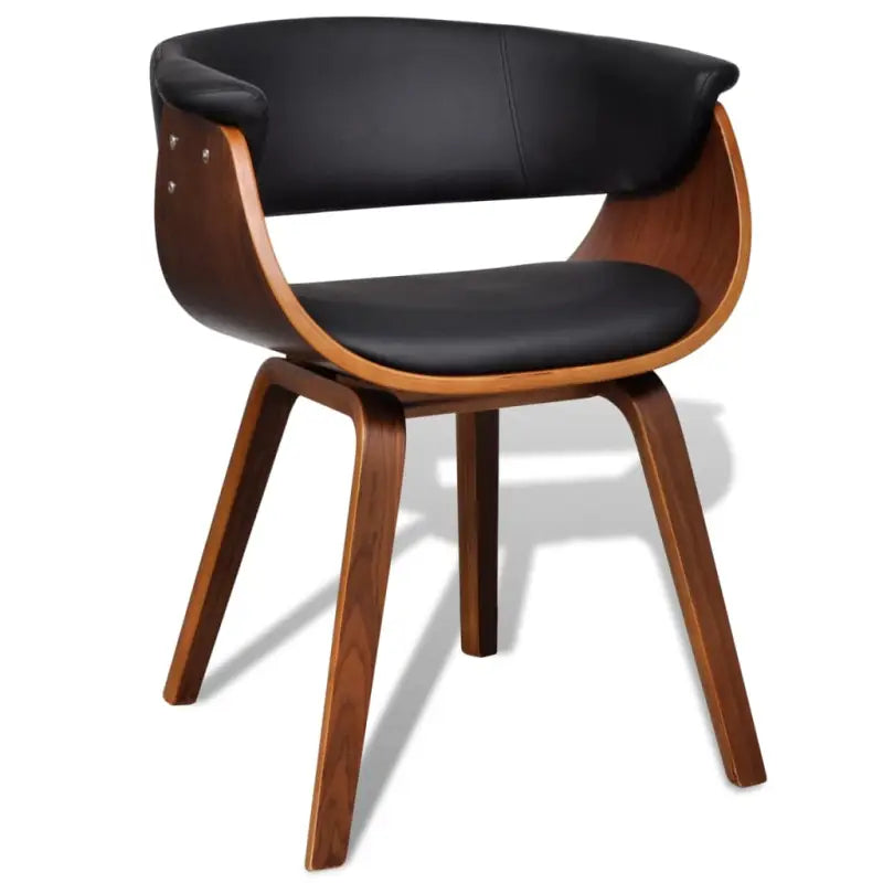 Eetkamerstoelen set met gebogen hout en eenvoudig te reinigen kunstleer - Zwart en donkerbruin / 1 - Eetkamerstoelen
