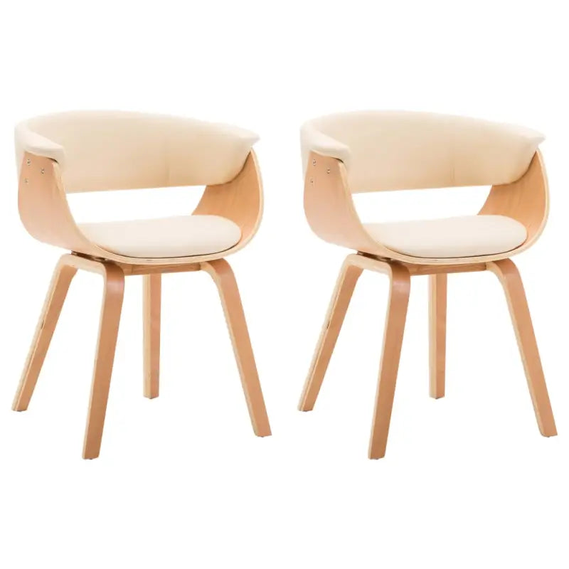 Eetkamerstoelen set met gebogen hout en eenvoudig te reinigen kunstleer - Eetkamerstoelen