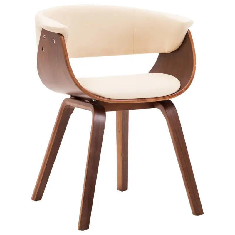 Eetkamerstoelen set met gebogen hout en eenvoudig te reinigen kunstleer - Crème en donkerbruin / 1 - Eetkamerstoelen