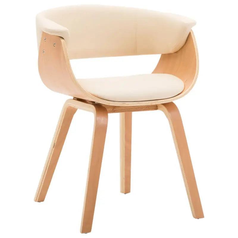 Eetkamerstoelen set met gebogen hout en eenvoudig te reinigen kunstleer - Crème en lichtbruin / 1 - Eetkamerstoelen