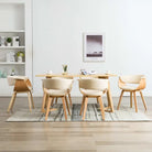 Eetkamerstoelen set met gebogen hout en eenvoudig te reinigen kunstleer - Crème en lichtbruin / 6 - Eetkamerstoelen