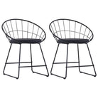 Eetkamerstoelen set met gepoedercoat staal levering bevat - Zwart / 2 - Eetkamerstoelen