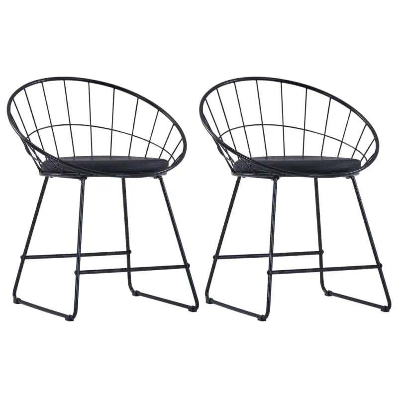 Eetkamerstoelen set met gepoedercoat staal levering bevat - Zwart / 2 - Eetkamerstoelen