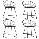 Eetkamerstoelen set met gepoedercoat staal levering bevat - Zwart / 4 - Eetkamerstoelen
