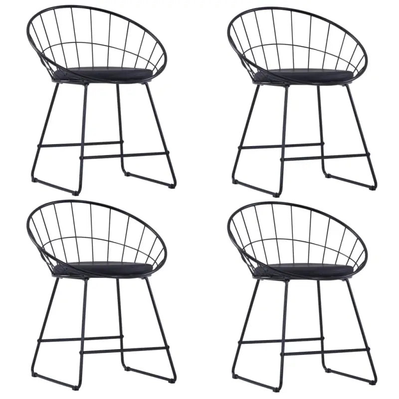 Eetkamerstoelen set met gepoedercoat staal levering bevat - Zwart / 4 - Eetkamerstoelen