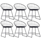 Eetkamerstoelen set met gepoedercoat staal levering bevat - Zwart / 6 - Eetkamerstoelen