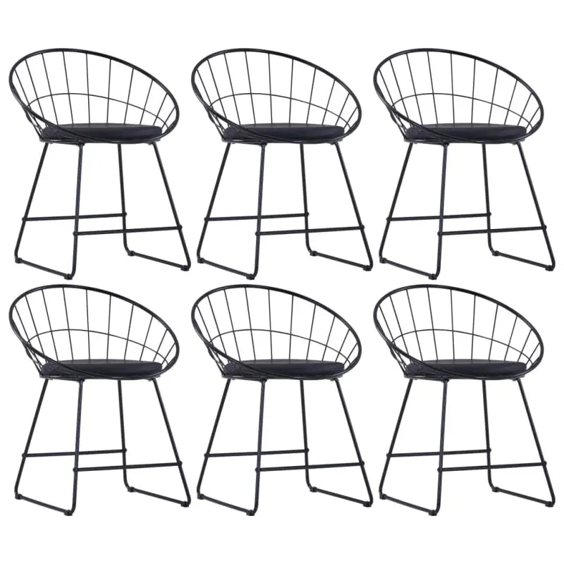 Eetkamerstoelen set met gepoedercoat staal levering bevat - Zwart / 6 - Eetkamerstoelen