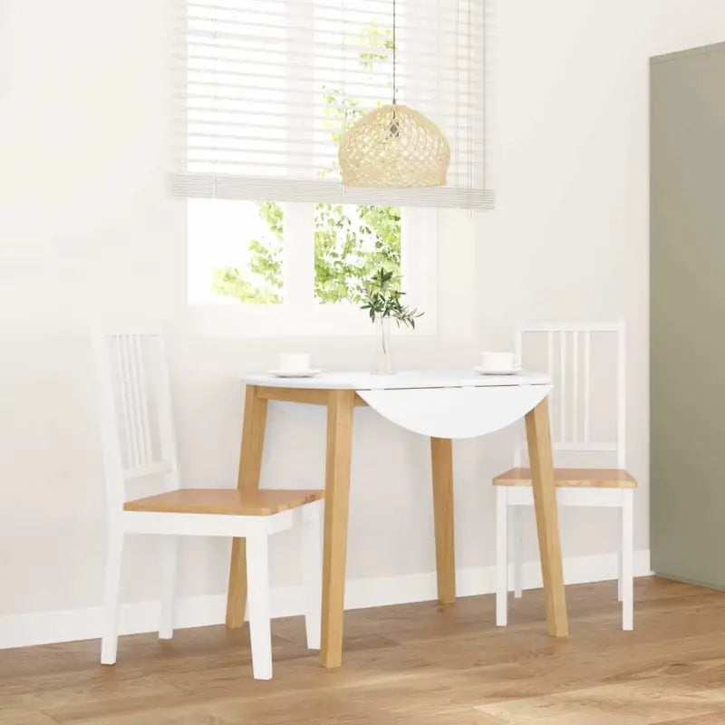 Eetkamerstoelen set met levering bevat en massief houten constructie - wit en naturel / 2 - Eetkamerstoelen