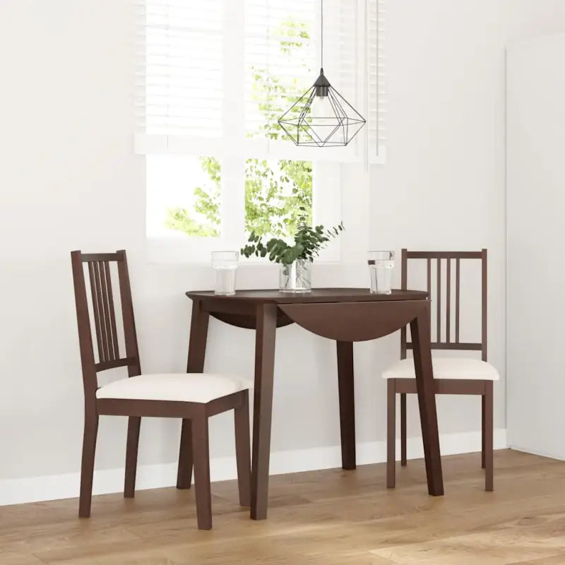 Eetkamerstoelen set met levering bevat en massief houten constructie - Bruin en crème / 2 - Eetkamerstoelen