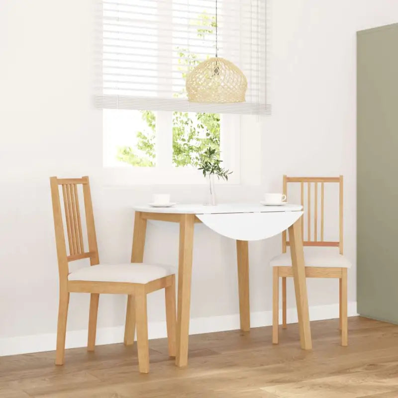 Eetkamerstoelen set met levering bevat en massief houten constructie - Natuurlijk en crème / 2 - Eetkamerstoelen