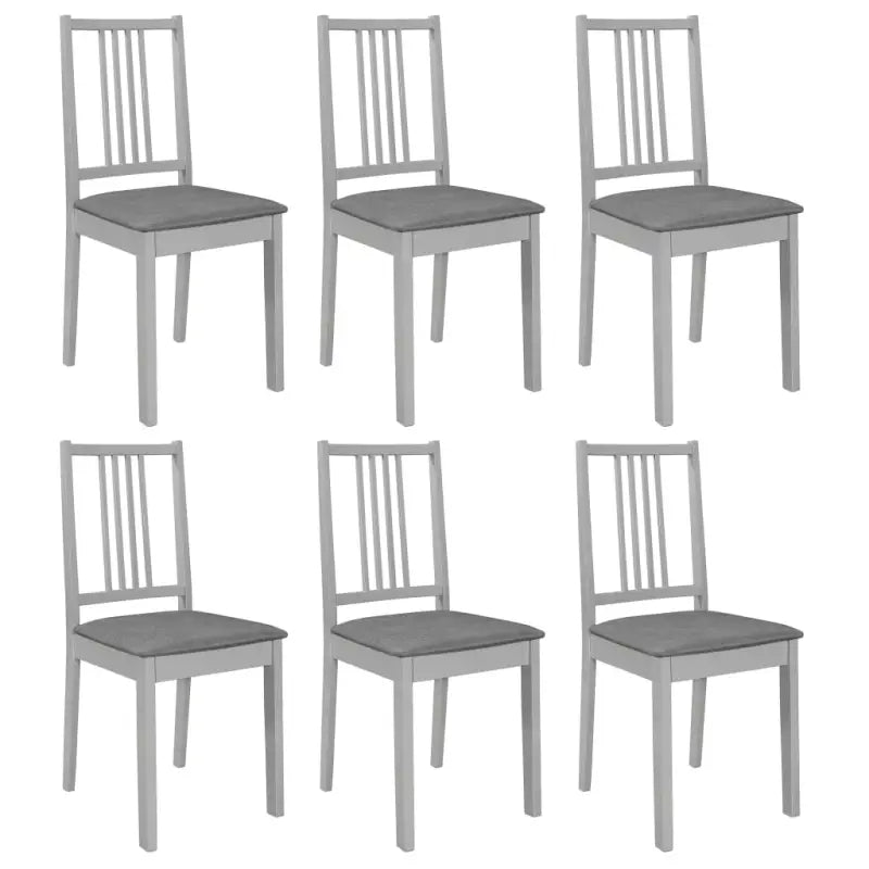 Eetkamerstoelen set met massief hout en comfortabele rugleuningen - Grijs / 6 - Eetkamerstoelen