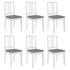 Eetkamerstoelen set met massief hout en comfortabele rugleuningen - Wit en grijs / 6 - Eetkamerstoelen