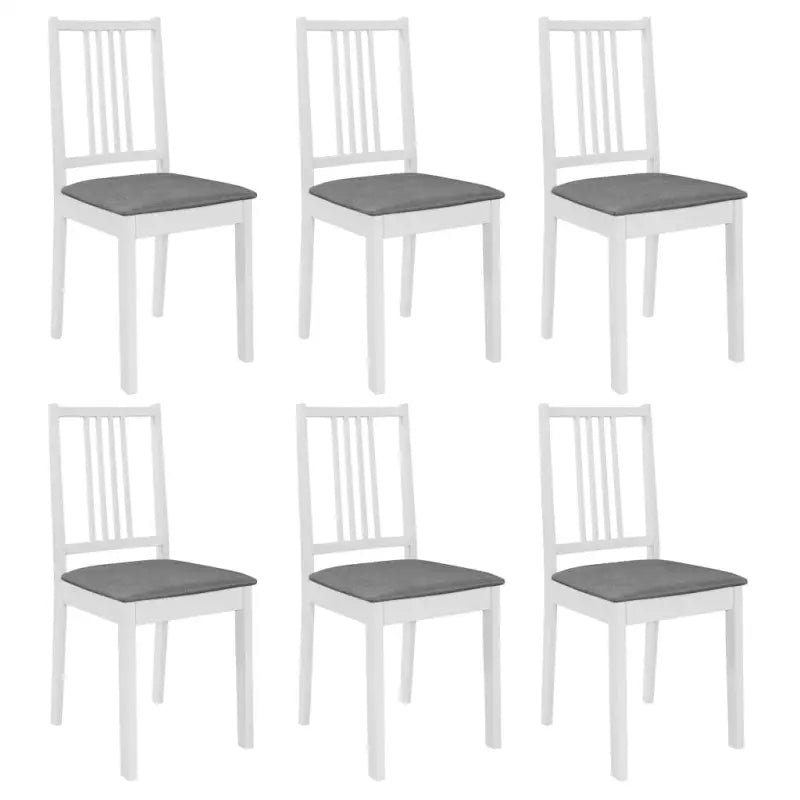 Eetkamerstoelen set met massief hout en comfortabele rugleuningen - Wit en grijs / 6 - Eetkamerstoelen
