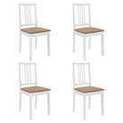 Eetkamerstoelen set met massief hout en comfortabele rugleuningen - wit en crèmekleurig / 4 - Eetkamerstoelen
