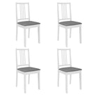 Eetkamerstoelen set met massief hout en comfortabele rugleuningen - Wit en grijs / 4 - Eetkamerstoelen