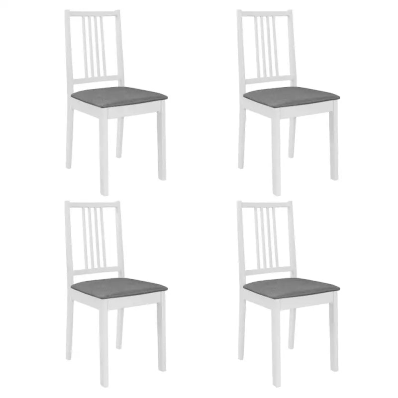 Eetkamerstoelen set met massief hout en comfortabele rugleuningen - Wit en grijs / 4 - Eetkamerstoelen