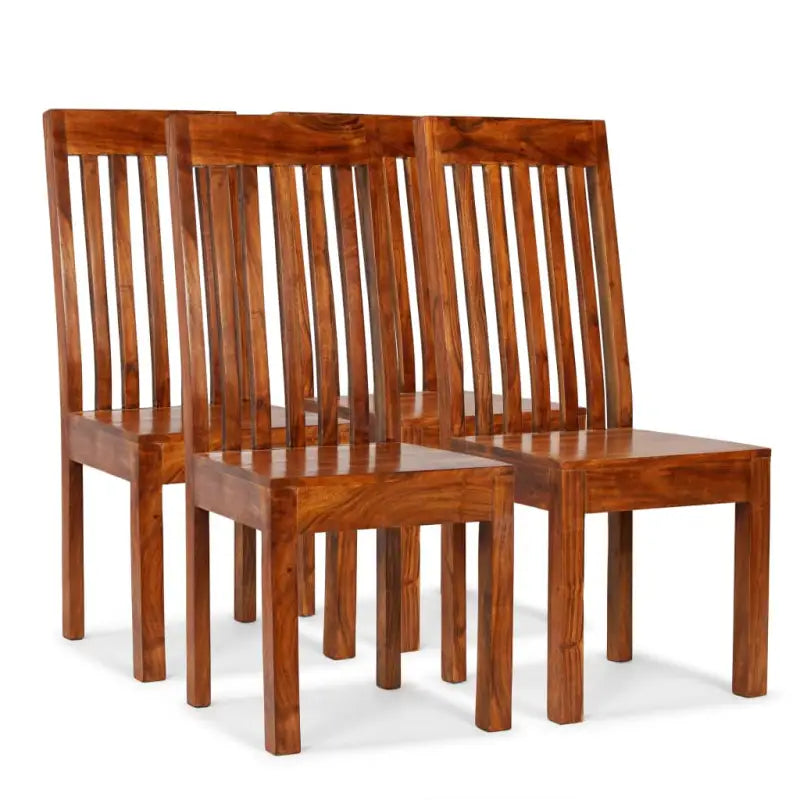 Eetkamerstoelen set van 4 met massief acaciahout en uniek design - 4 - Eetkamerstoelen