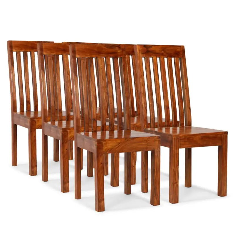 Eetkamerstoelen set van 4 met massief acaciahout en uniek design - 6 - Eetkamerstoelen