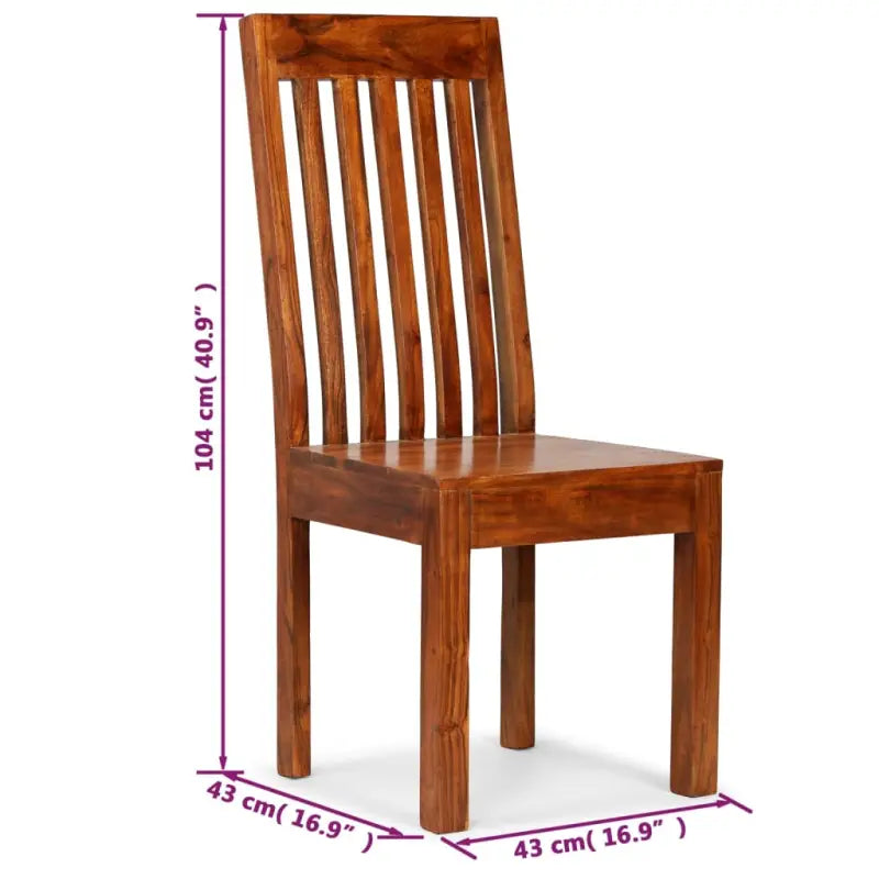 Eetkamerstoelen set van 4 met massief acaciahout en uniek design - Eetkamerstoelen