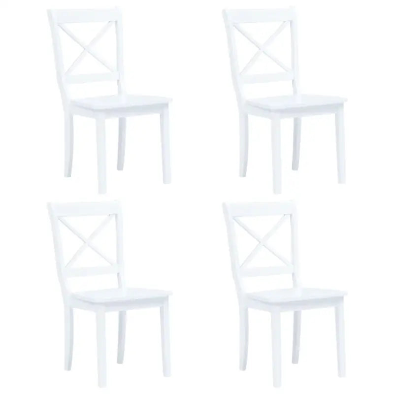 Eetkamerstoelen set van massief rubberwood levering bevat - Wit / 4 - Eetkamerstoelen